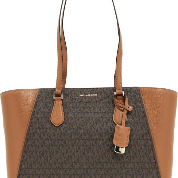 Handbags - Large Multi-Functional Canvas Tote Bag with Leather Trim for Women